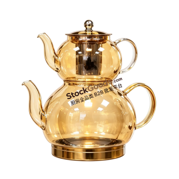 Premium Borosilicate Glass Teapot Set with Stainless Steel Lid, Stainless Steel Infuser, Stainless Steel Knob, Stainless Steel Composite Bottom, Induction Cooker Safe, 4 Colors Available